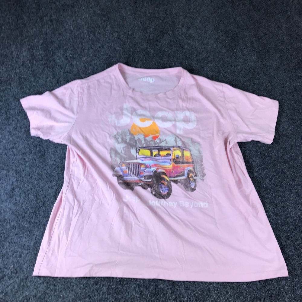 Jeep T-Shirt Women's L Pink Jeep Journey Beyond Graphic Print Retro Lightweight